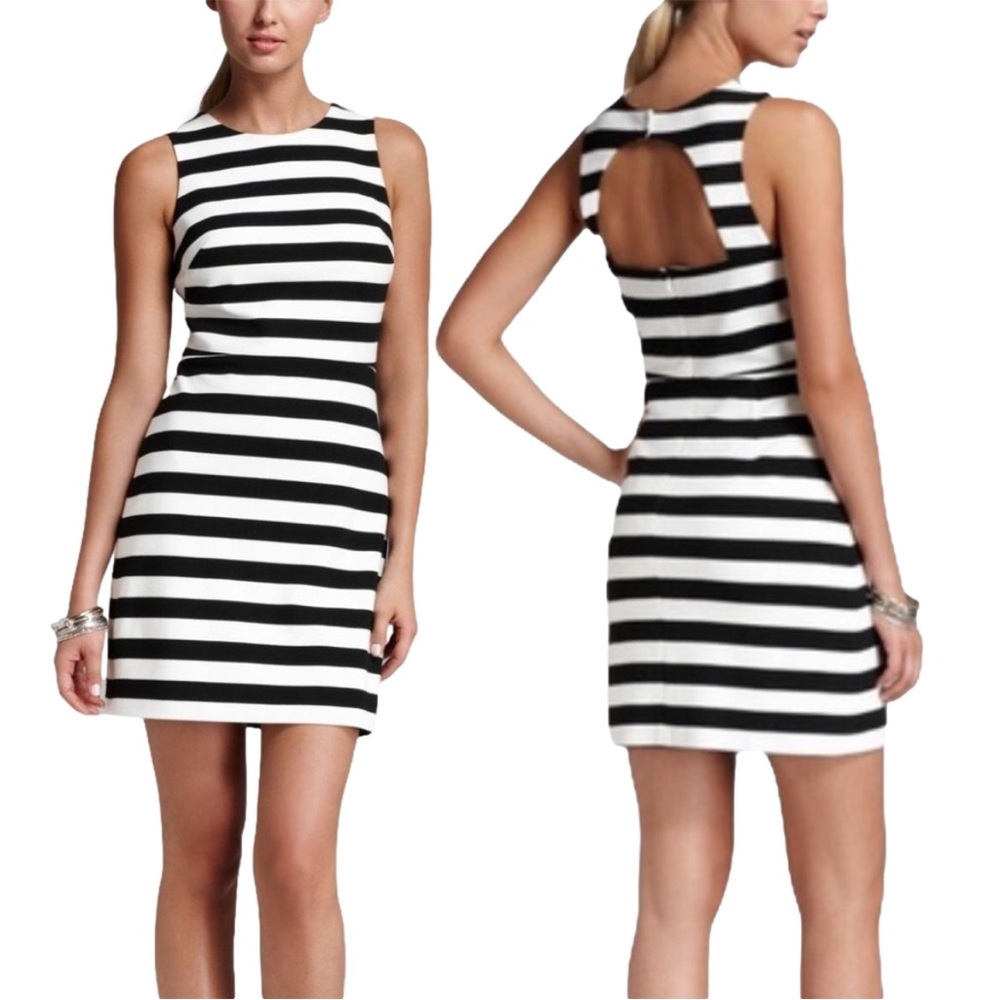 CYNTHIA Steffe Sleeveless Black White Striped Mini Dress Memphis size 4
